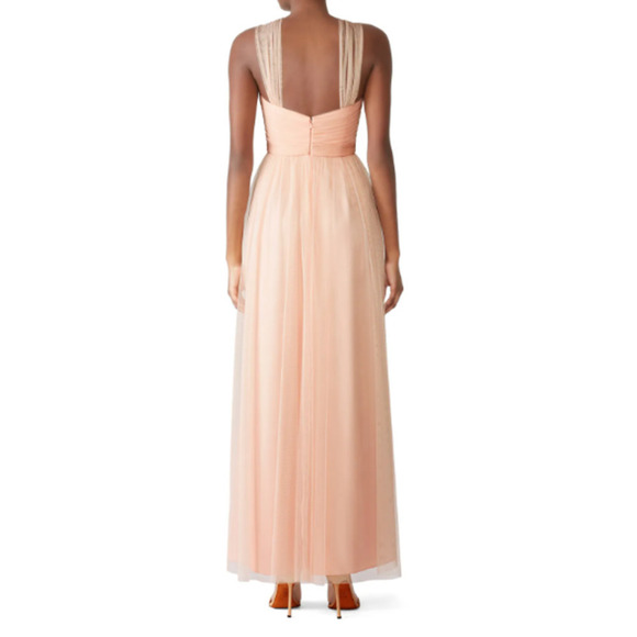 Amsale Aisha Gown Blush Halter Neckline Chiffon US 0 - Picture 3 of 12